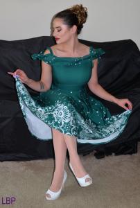 leggybondage.com - ANASTASIA MAYE 40S GREEN DRESS HOSE HEELS ROPES thumbnail