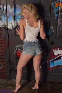 leggybondage.com - LIZ ASHLEY WHITE TOP JEAN SHORTS NUDE thumbnail